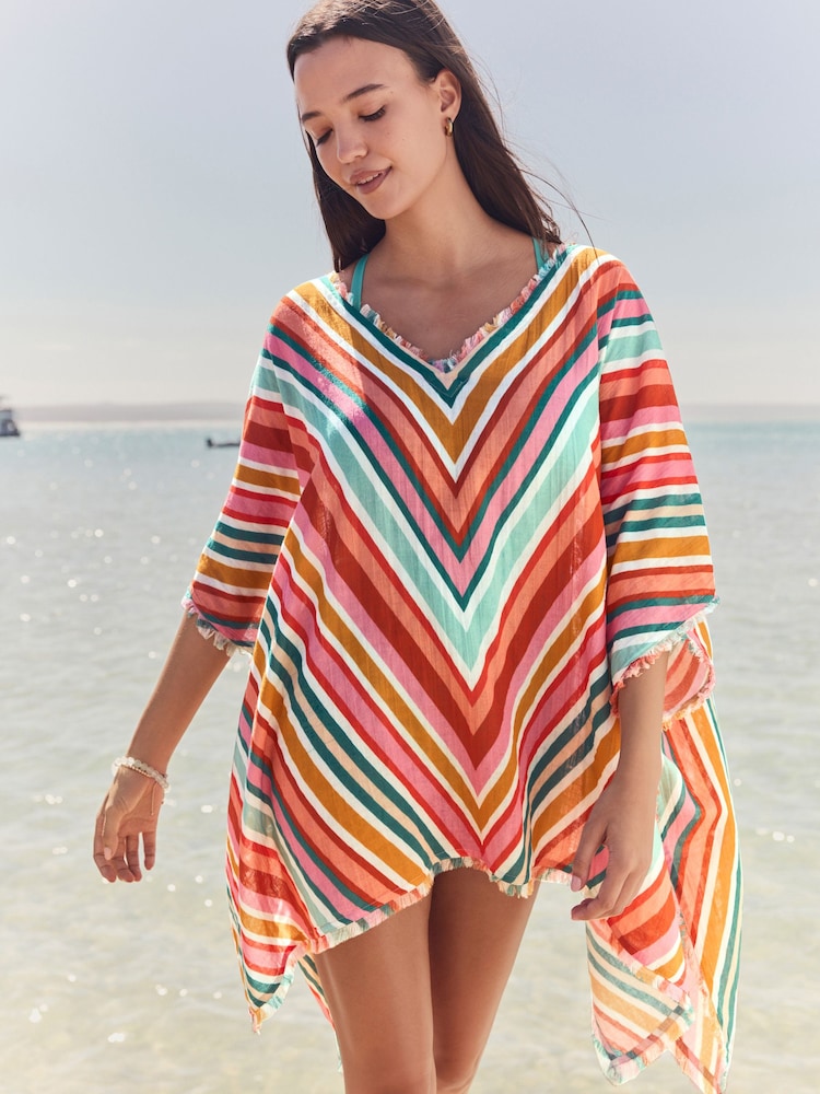 Bright Stripe Double Cloth 100% Cotton Cover-Up - Image 4 of 8