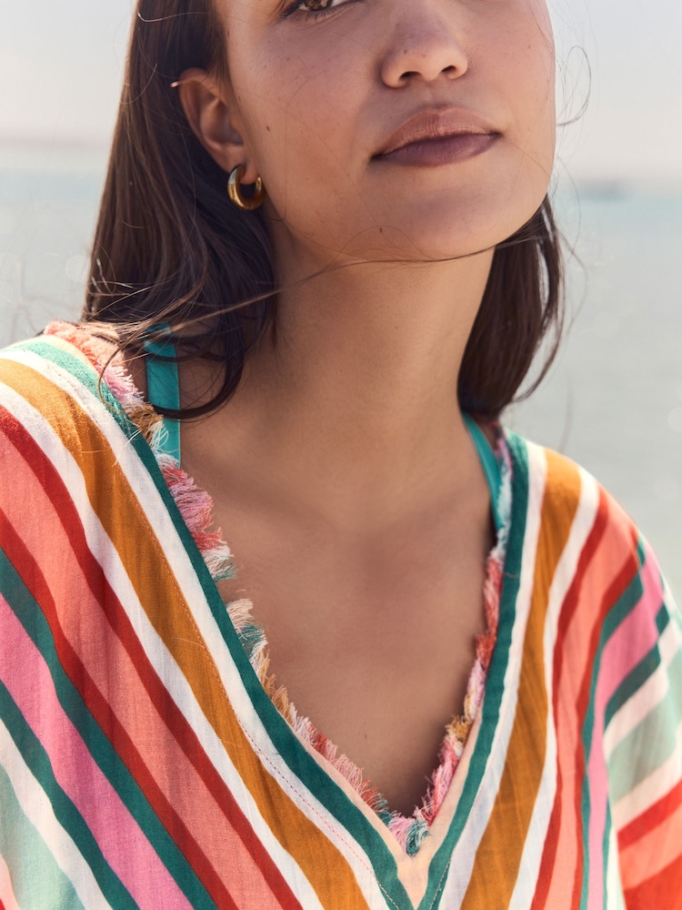 Bright Stripe Double Cloth 100% Cotton Cover-Up - Image 5 of 8