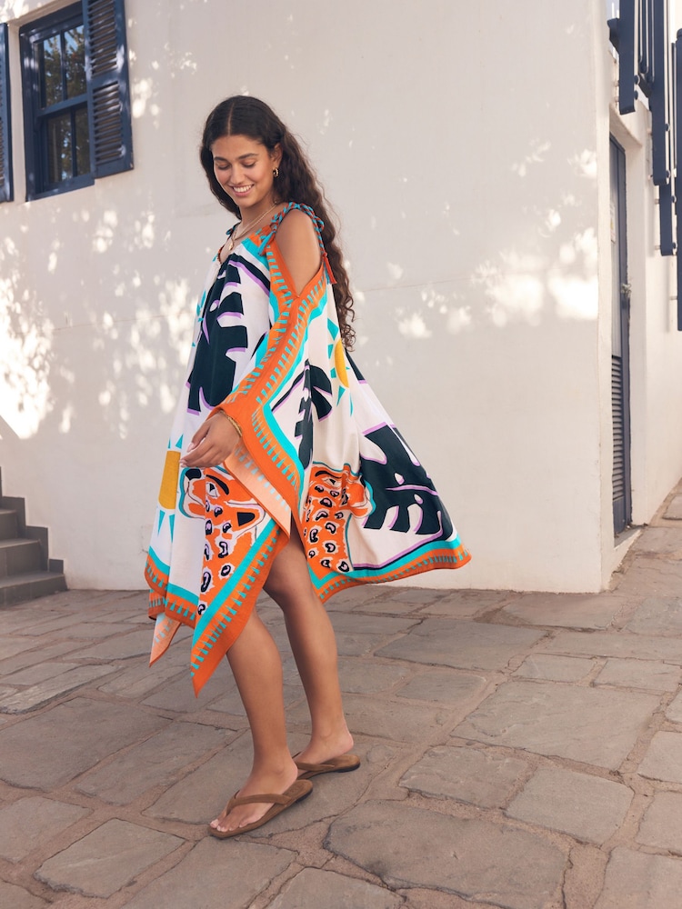 Tropical Leopard Print Cold Shoulder Cover-Up - Image 2 of 9