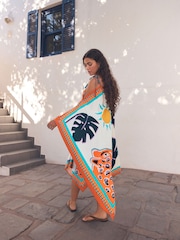 Tropical Leopard Print Cold Shoulder Cover-Up - Image 5 of 9
