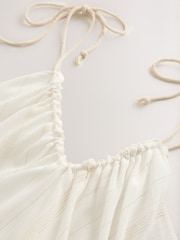 Ecru with Gold Sparkle Stripe Cold Shoulder Cover-Up - Image 6 of 7