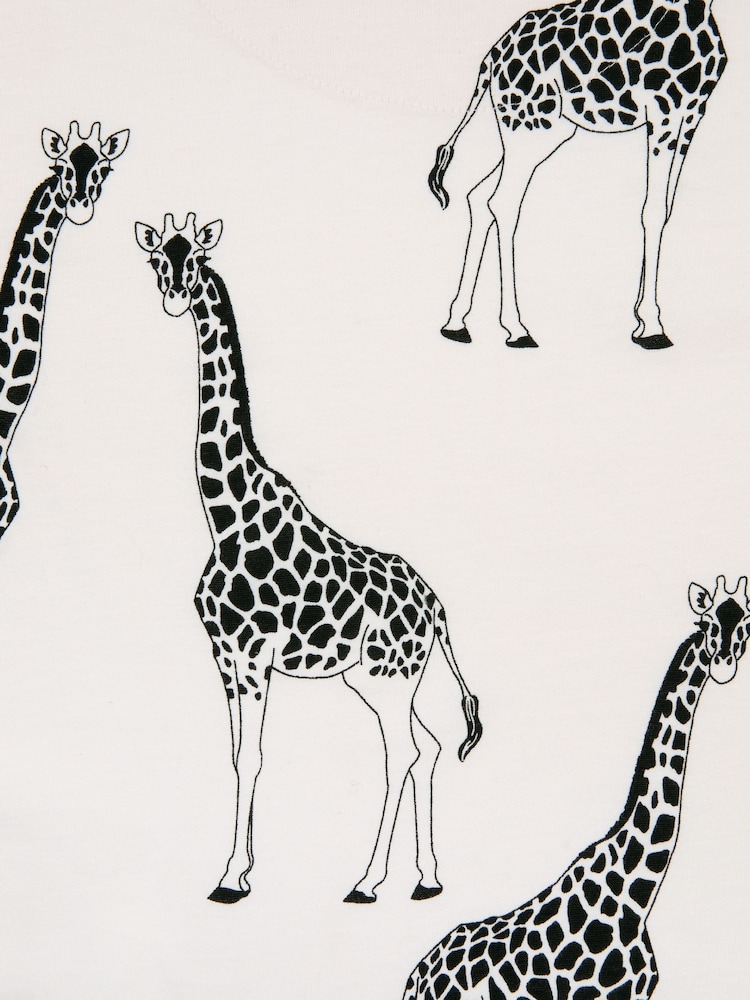 Chelsea Peers Cream Kids Cotton Giraffe Print Cuban Collar Button Up Long Pyjama Set - Image 3 of 3