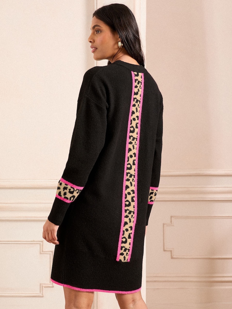 Love & Roses Black Cosy High Neck Jumper Dress - Image 2 of 4