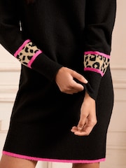 Love & Roses Black Cosy High Neck Jumper Dress - Image 4 of 4