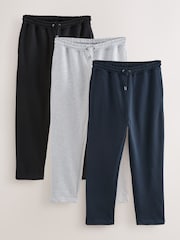 Black/Navy Blue/Grey Marl Straight Leg Jersey Joggers 3 Pack - Image 1 of 13