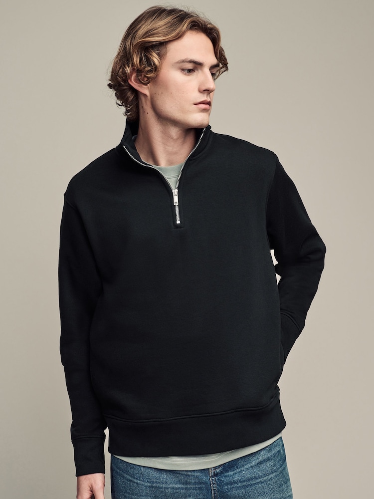 Black/Green Jersey Cotton Rich Quarter Zip Sweatshirts 2 Pack - Image 2 of 16