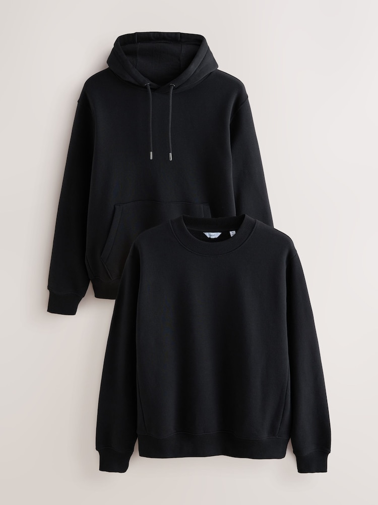 Black Hoodie and Crew Set 2 Pack - Image 1 of 9