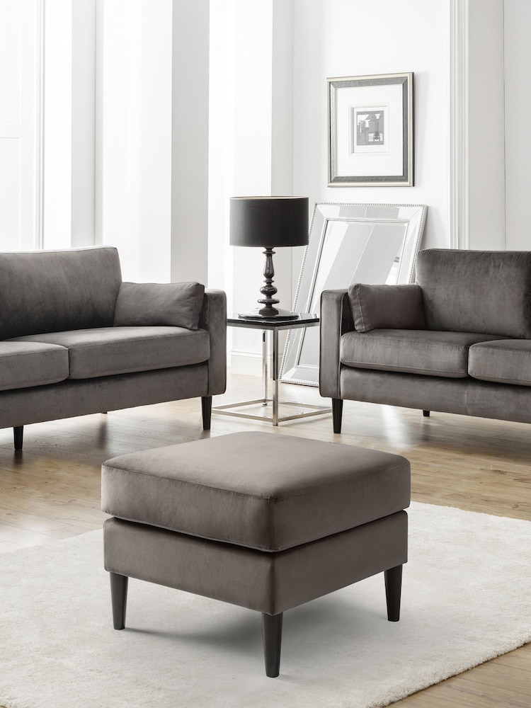 Julian Bowen Grey Velvet Hayward Ottoman - Image 1 of 6