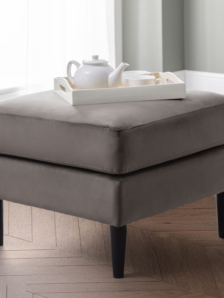 Julian Bowen Grey Velvet Hayward Ottoman - Image 2 of 6
