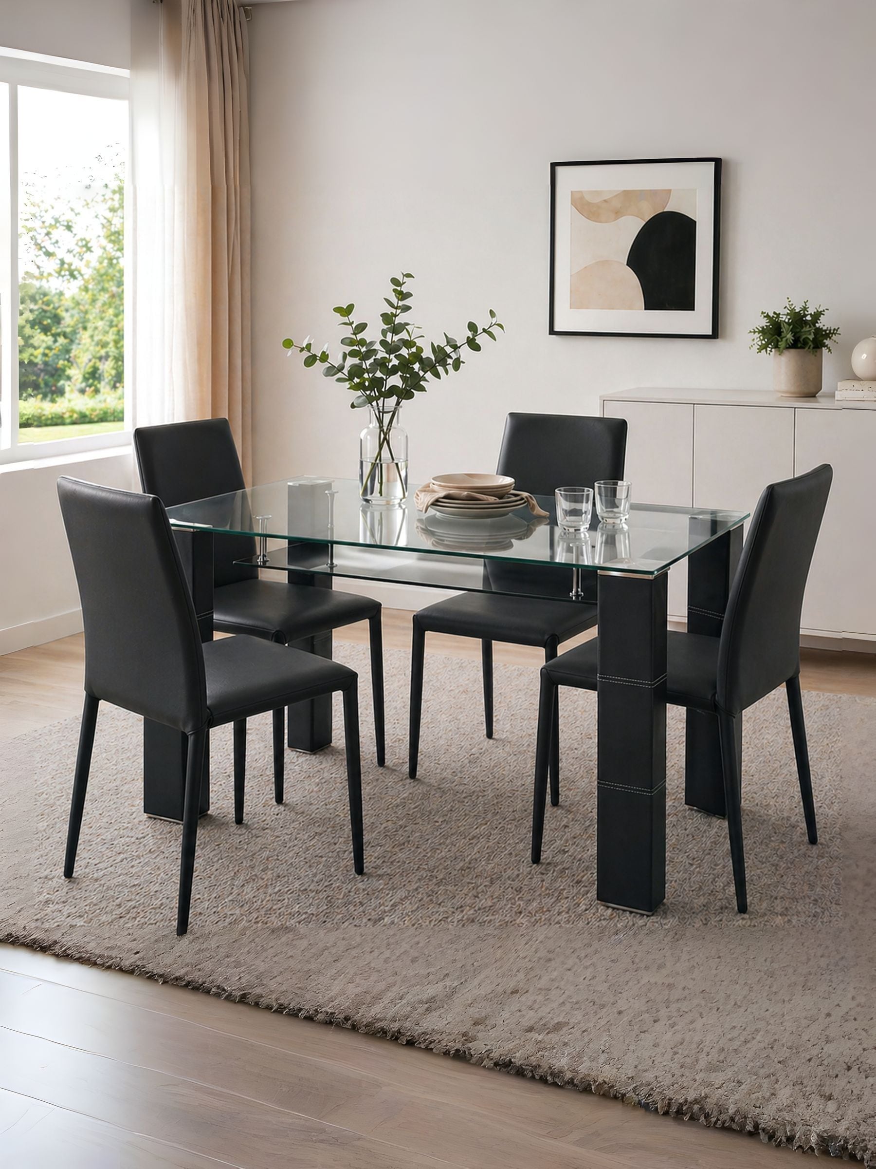 Julian Bowen Unisex Black Greenwich Glass Dining Table - Image 6