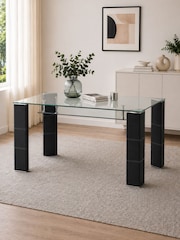 Julian Bowen Black Greenwich Glass Dining Table - Image 2 of 5