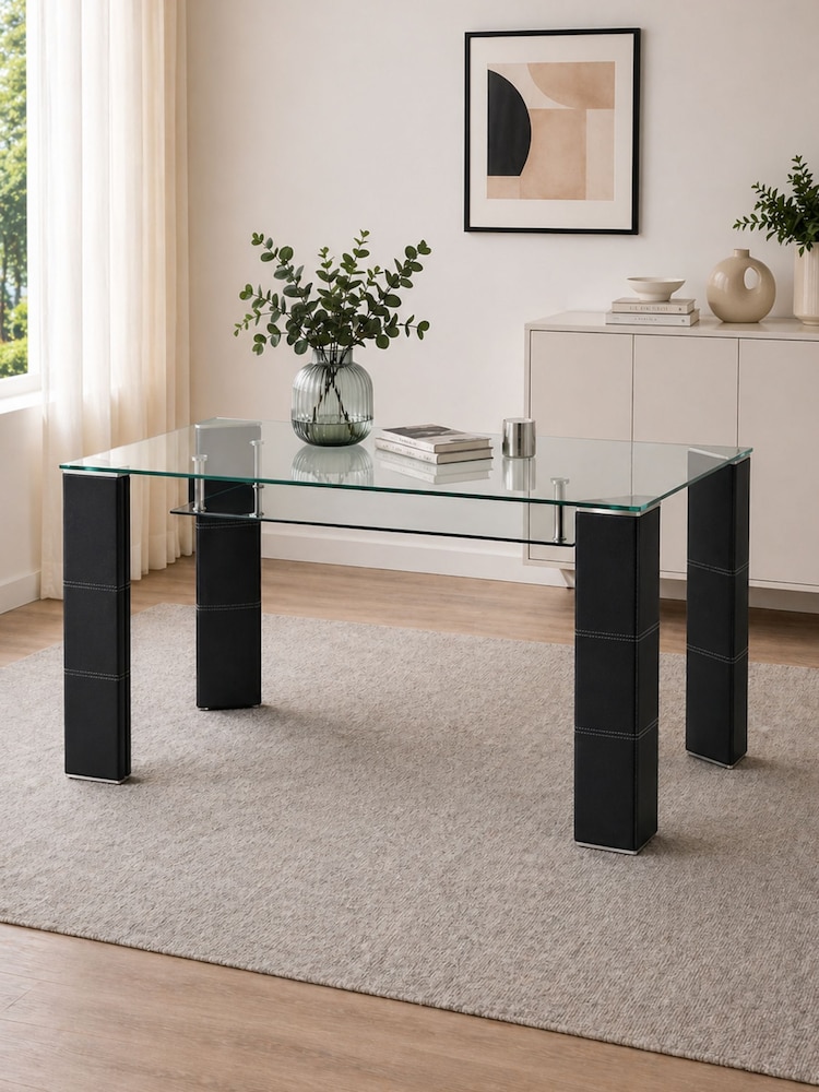 Julian Bowen Black Greenwich Glass Dining Table - Image 2 of 5 Julian Bowen Black Greenwich Glass Dining Table - Image 2 of 5