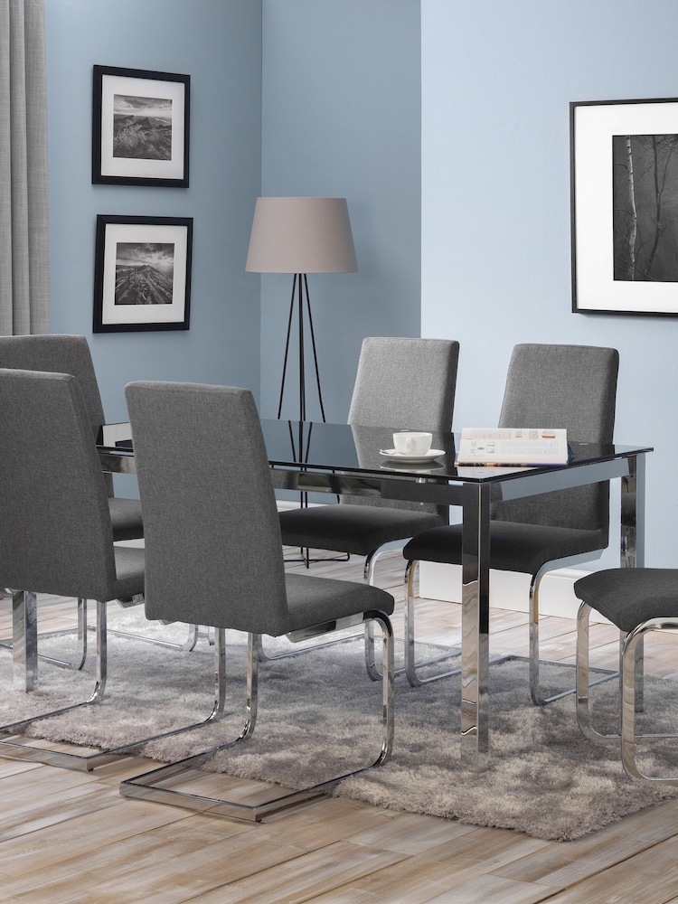 Julian Bowen Set of 2 Slate Grey Roma Cantilever Dining Chairs - Image 1 of 6