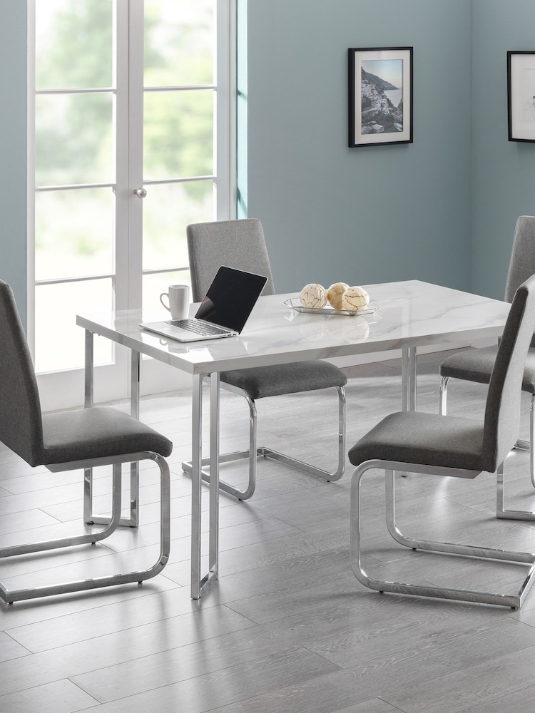 Julian Bowen Set of 2 Slate Grey Roma Cantilever Dining Chairs - Image 2 of 6