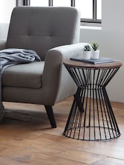 Julian Bowen Walnut Black Jersey Round Wire Lamp Table - Image 1 of 5