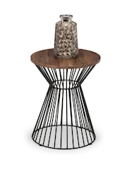 Julian Bowen Walnut Black Jersey Round Wire Lamp Table - Image 3 of 5