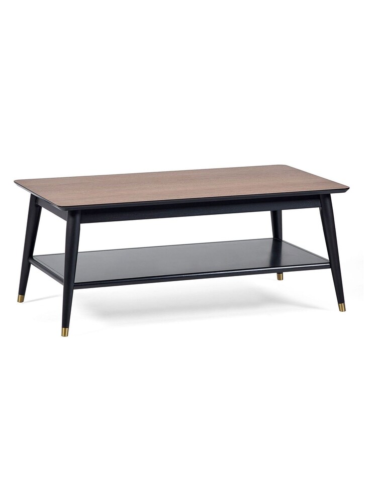 Julian Bowen Walnut Black Findlay Coffee Table With Shelf - Image 2 of 3