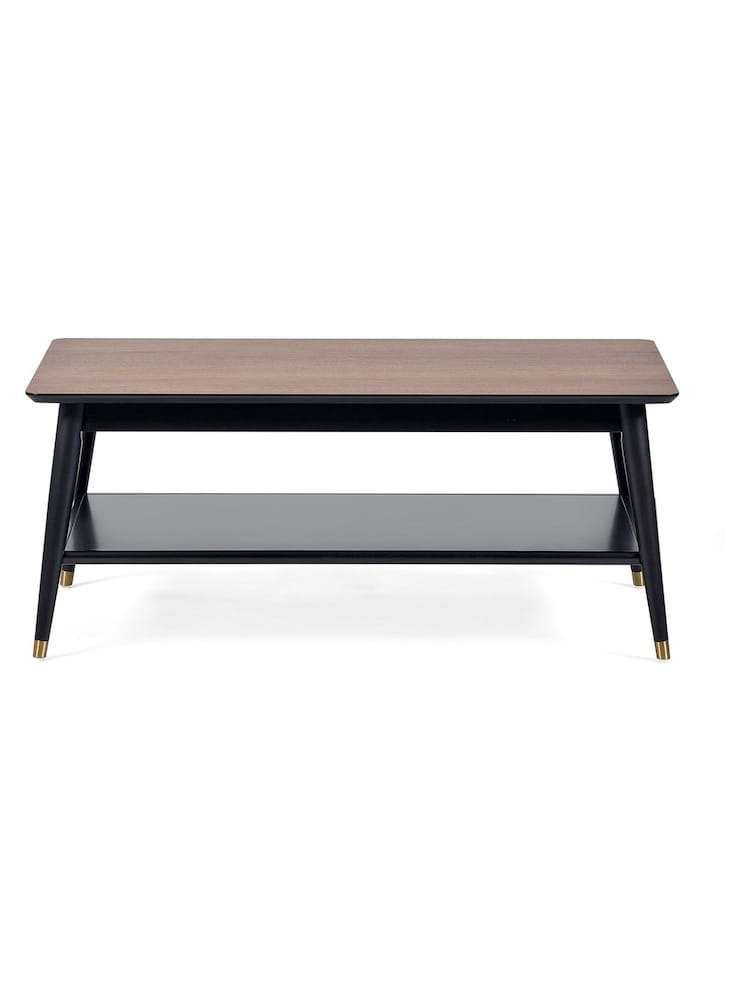 Julian Bowen Walnut Black Findlay Coffee Table With Shelf - Image 3 of 3