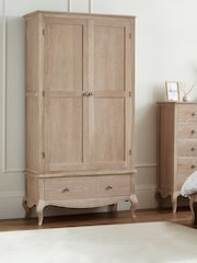 Julian Bowen Limed Oak Camille Double 1 Drawer Wardrobe - Image 1 of 6