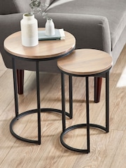 Julian Bowen Sonoma Oak Tribeca Round Nesting Side Tables - Image 1 of 2