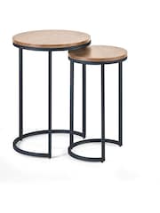 Julian Bowen Sonoma Oak Tribeca Round Nesting Side Tables - Image 2 of 2