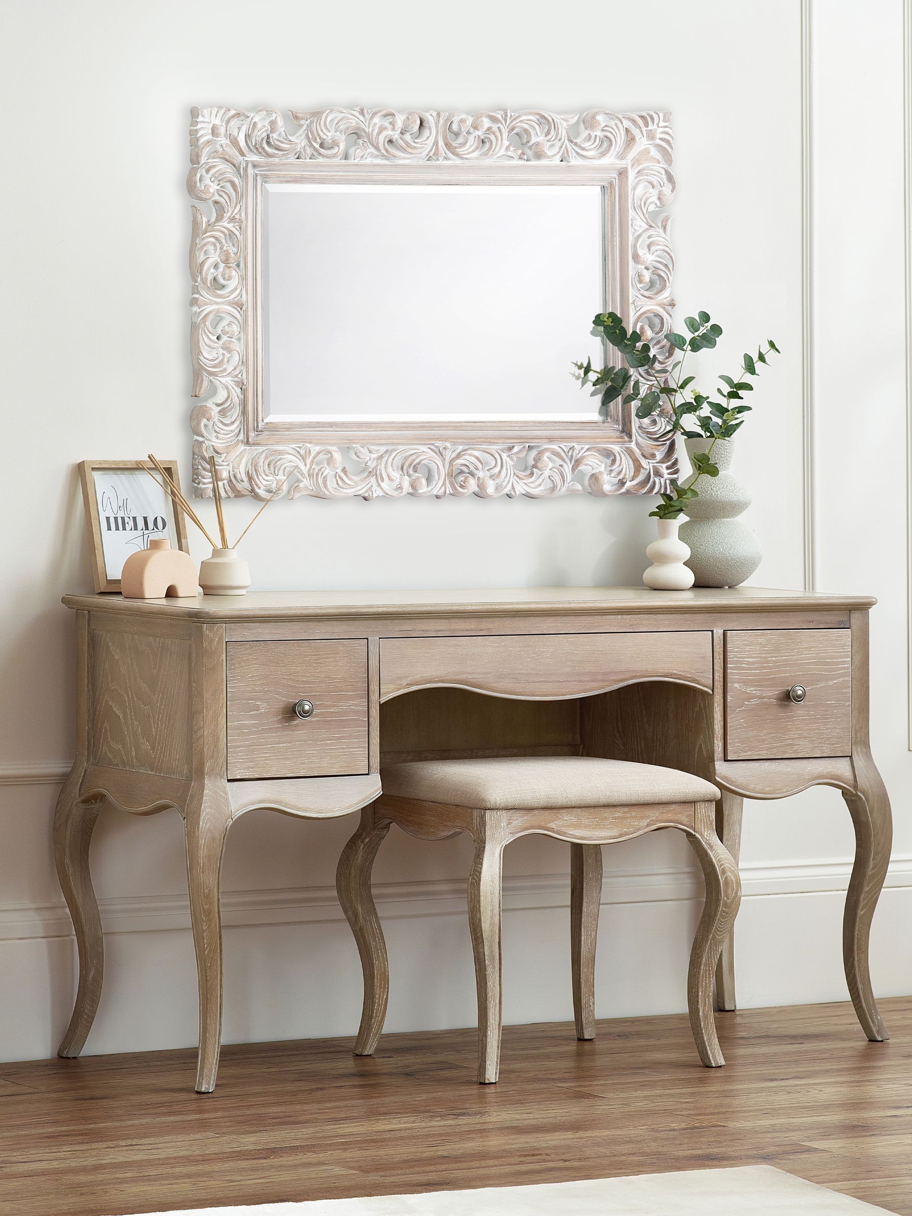 Julian Bowen Camille Limed Oak 2 Drawer Dressing Table Set - Image 6
