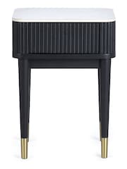 Julian Bowen White Marble Black Louis Fluted Lamp Table With Drawer - Image 5 of 9