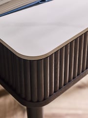 Julian Bowen White Marble Black Louis Fluted Lamp Table With Drawer - Image 6 of 9