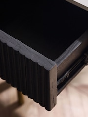 Julian Bowen White Marble Black Louis Fluted Lamp Table With Drawer - Image 7 of 9