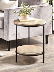 Julian Bowen Sonoma Oak Tribeca Circular Lamp Table With Shelf - Image 1 of 3