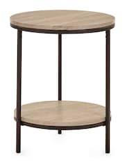 Julian Bowen Sonoma Oak Tribeca Circular Lamp Table With Shelf - Image 2 of 3