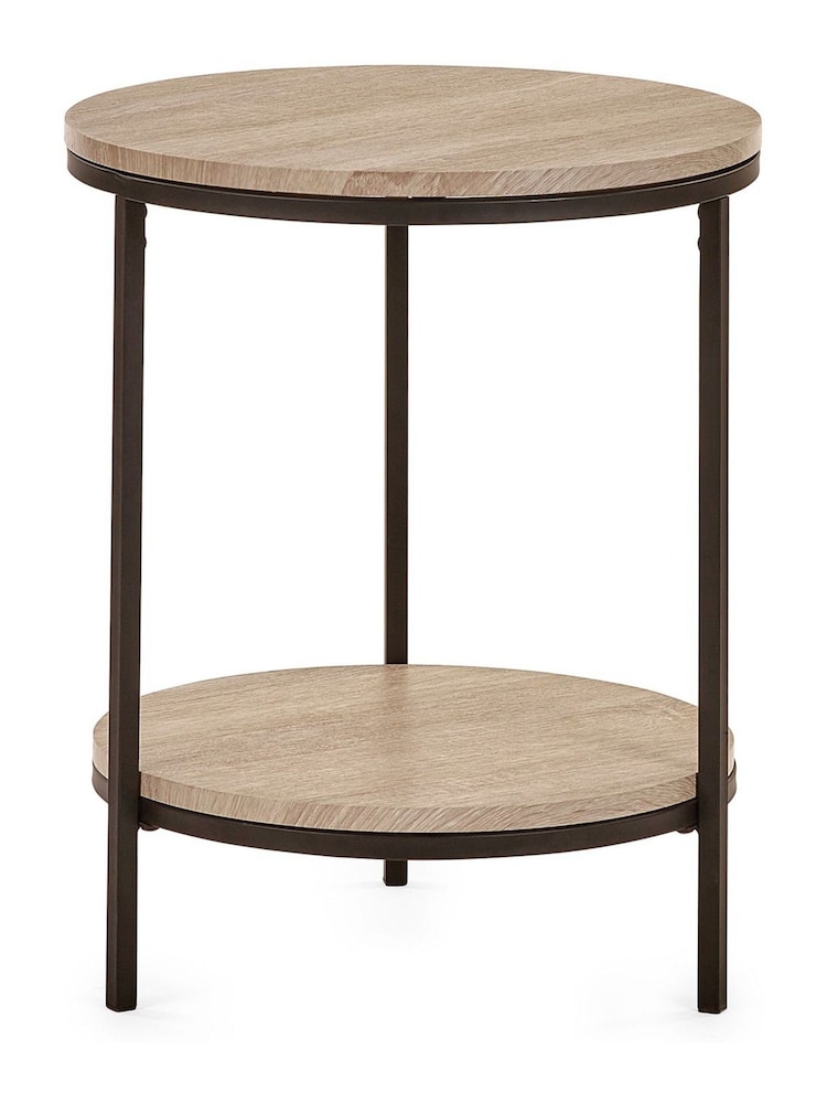 Julian Bowen Sonoma Oak Tribeca Circular Lamp Table With Shelf - Image 2 of 3