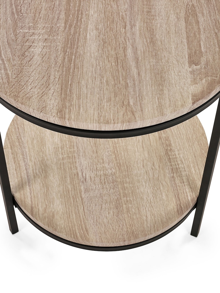 Julian Bowen Sonoma Oak Tribeca Circular Lamp Table With Shelf - Image 3 of 3