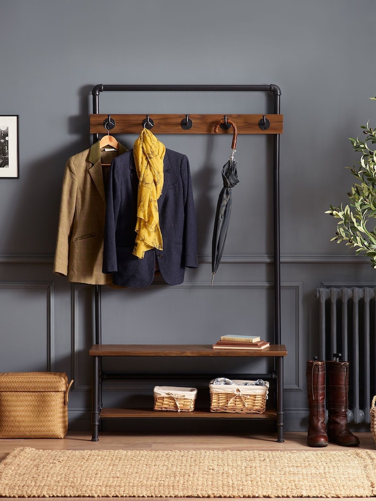 Julian Bowen Black Brown Boston Hallway Stand With Bench - Image 1 of 6