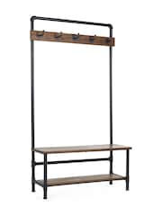 Julian Bowen Black Brown Boston Hallway Stand With Bench - Image 2 of 6