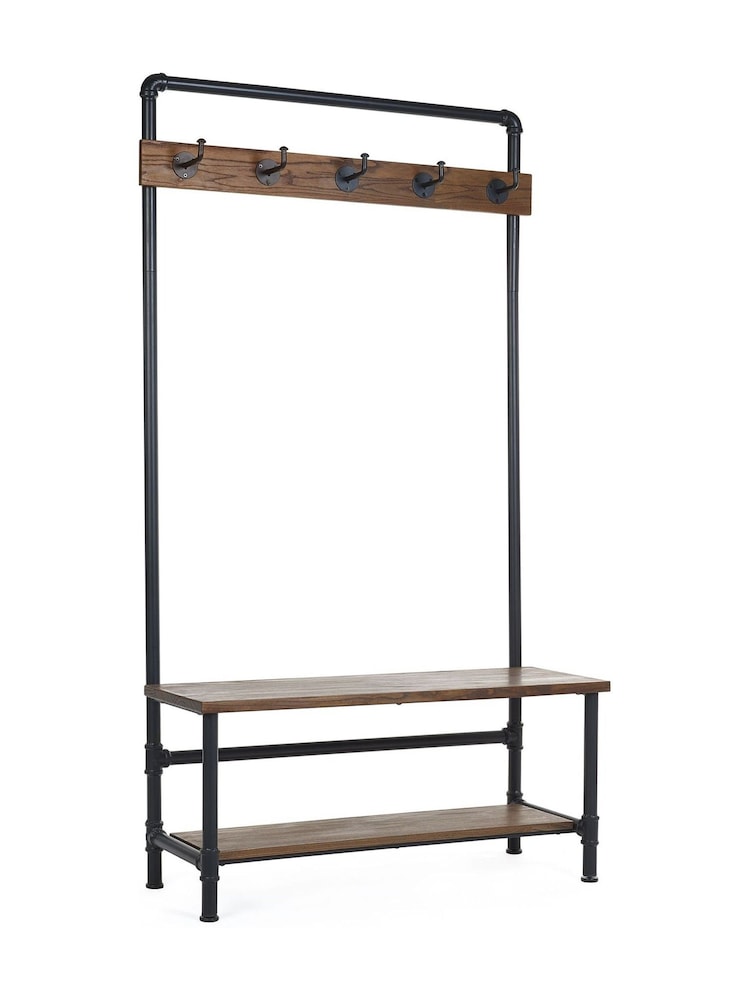 Julian Bowen Black Brown Boston Hallway Stand With Bench - Image 2 of 6