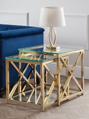 Julian Bowen Gold Miami Nest Of Table - Image 1 of 7
