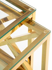 Julian Bowen Gold Miami Nest Of Table - Image 6 of 7