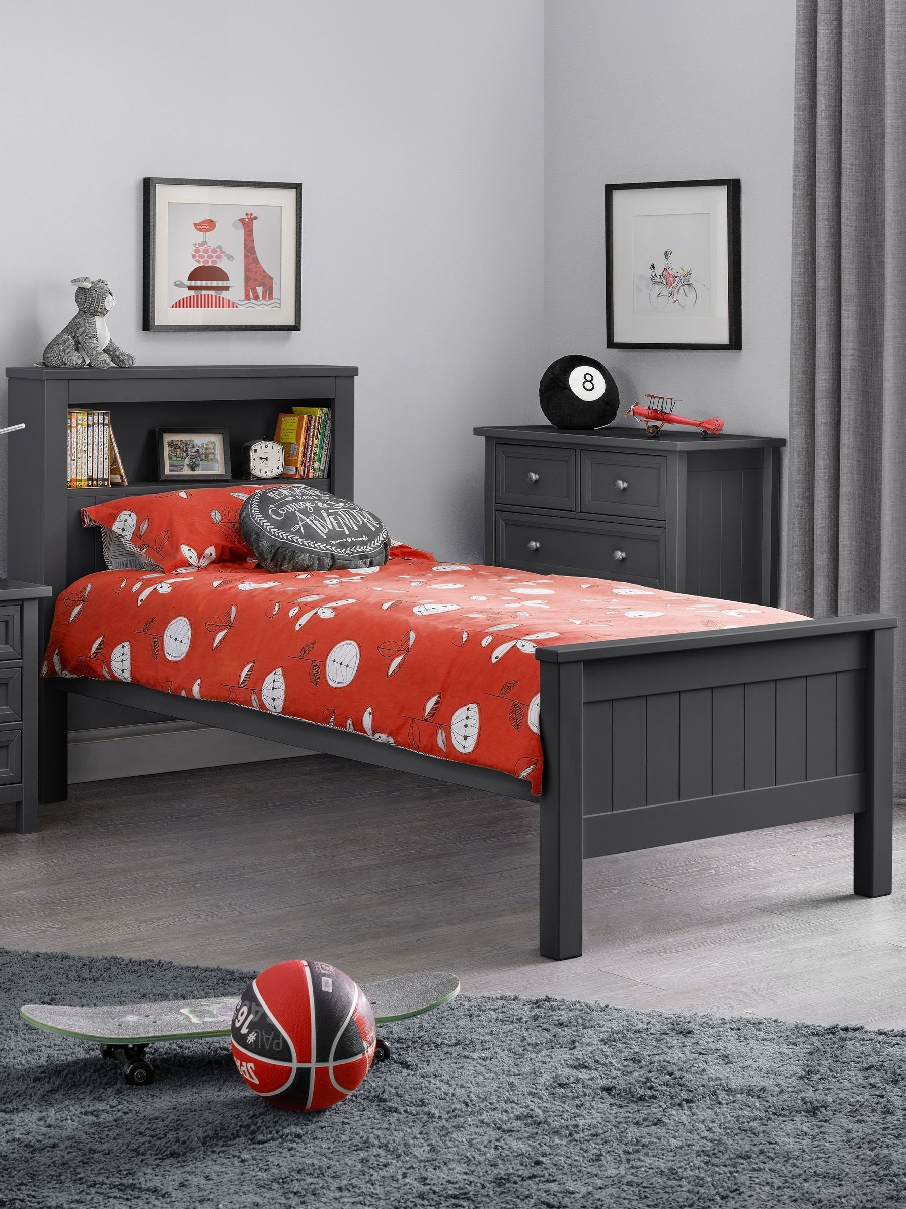 Julian Bowen Maine Bookcase Single Bed - Anthracite - Anthracite - Image 4