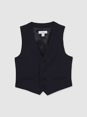 Reiss Navy Hope Wool-Blend Single-Breasted Waistcoat - Image 1 of 4