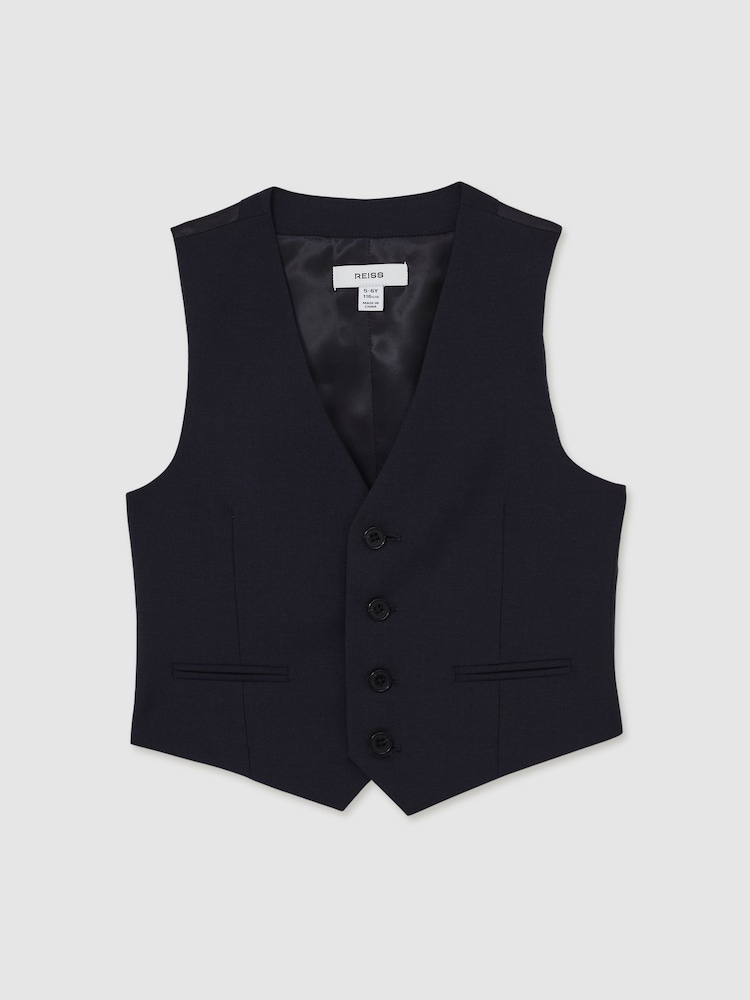 Reiss Navy Hope Wool-Blend Single-Breasted Waistcoat - Image 1 of 4