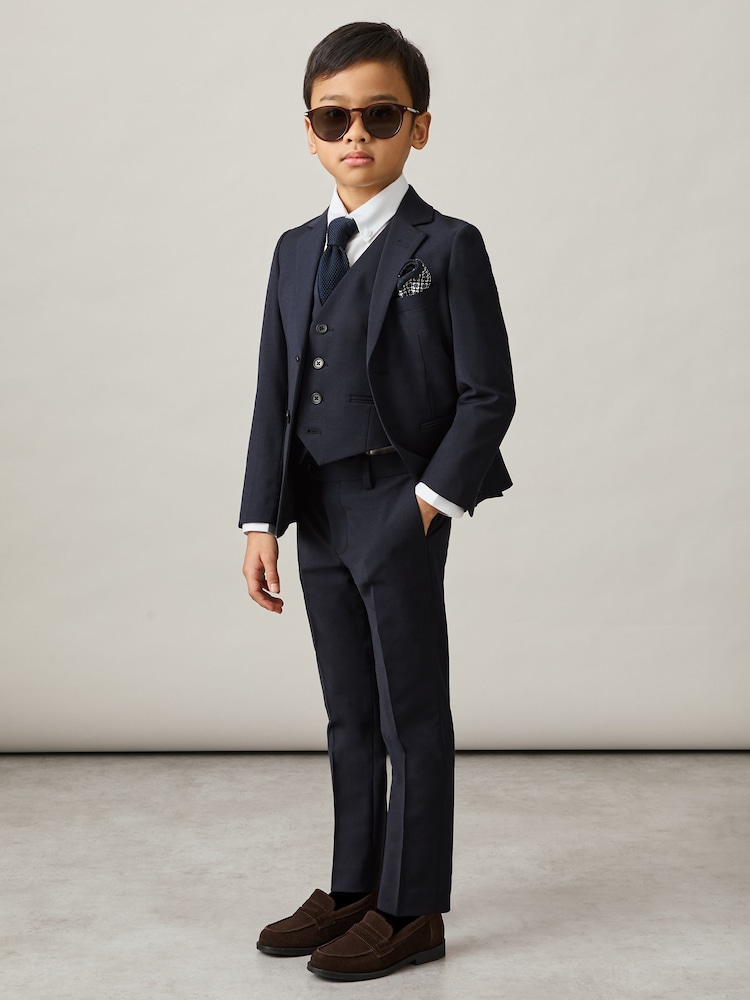 Reiss Navy Hope Wool-Blend Single-Breasted Waistcoat - Image 3 of 4