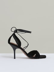 Reiss Black Alexis Suede Strappy Heeled Sandals - Image 1 of 5