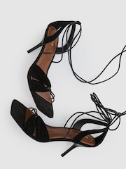 Reiss Black Alexis Suede Strappy Heeled Sandals - Image 3 of 5