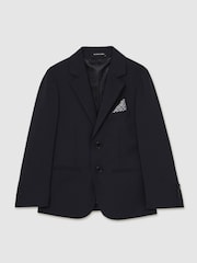 Reiss Navy Hope 9-14 yrs Wool-Blend Single-Breasted Suit Blazer - Image 2 of 4