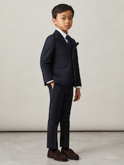 Reiss Navy Hope 9-14 yrs Wool-Blend Single-Breasted Suit Blazer - Image 3 of 4