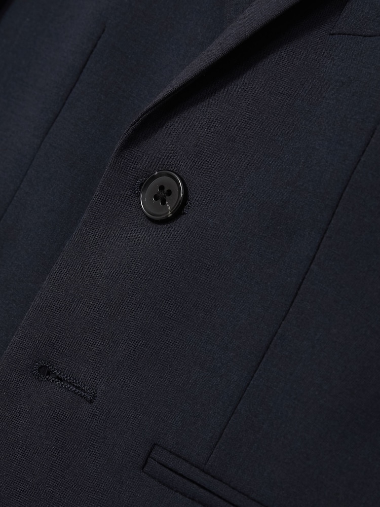 Reiss Navy Hope 9-14 yrs Wool-Blend Single-Breasted Suit Blazer - Image 4 of 4