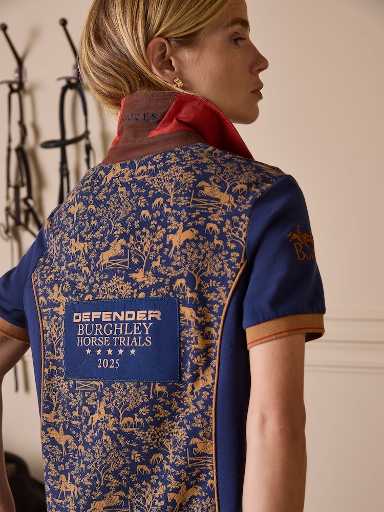 Joules Official Burghley Navy Horse Print Pique Polo Shirt - Image 2 of 16 Joules Official Burghley Navy Horse Print Pique Polo Shirt - Image 2 of 16