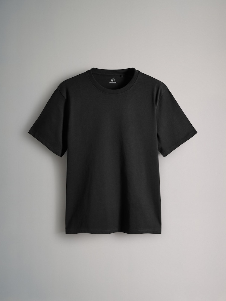 The Set Black/Cream/Eru Stripe/Khaki Green 4 Pack Relaxed Short Sleeve 100% Cotton T-Shirts - Image 3 of 7