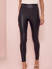 Lipsy Black Petite High Waist Leather Look Leggings - Image 1 of 4